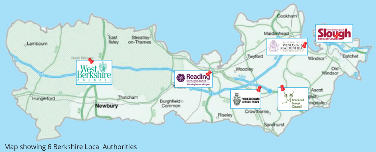 Berkshire map with Local Authorities